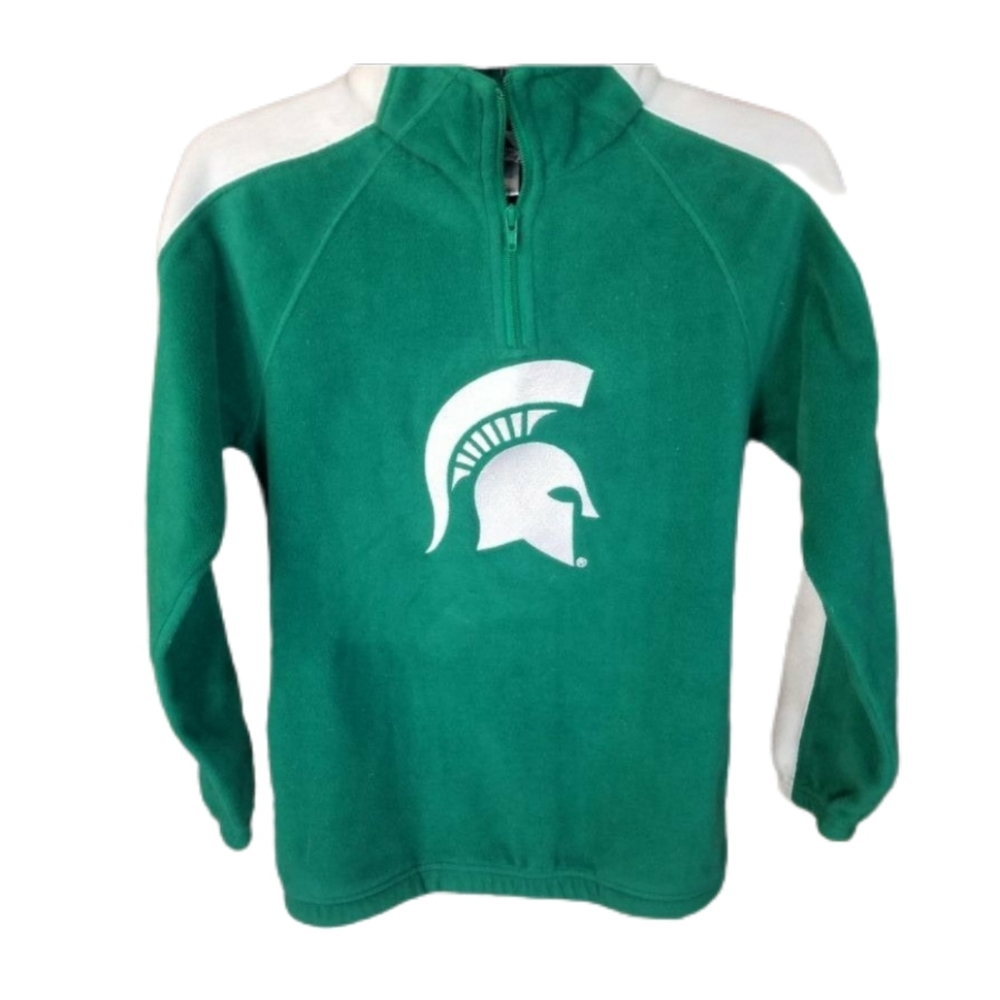 Majestic Michigan State Spartans Quarter Zip Pullover Sweatshirt Green & White
